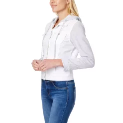 Juniors' Wallflower Dreamer Knit-Sleeve Hooded Jean Jacket -Gearwest shop 4261907 ALT2