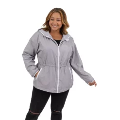 Plus Size Fleet Street Hooded Drawstring-Waist Anorak Jacket -Gearwest shop 5041527 ALT3