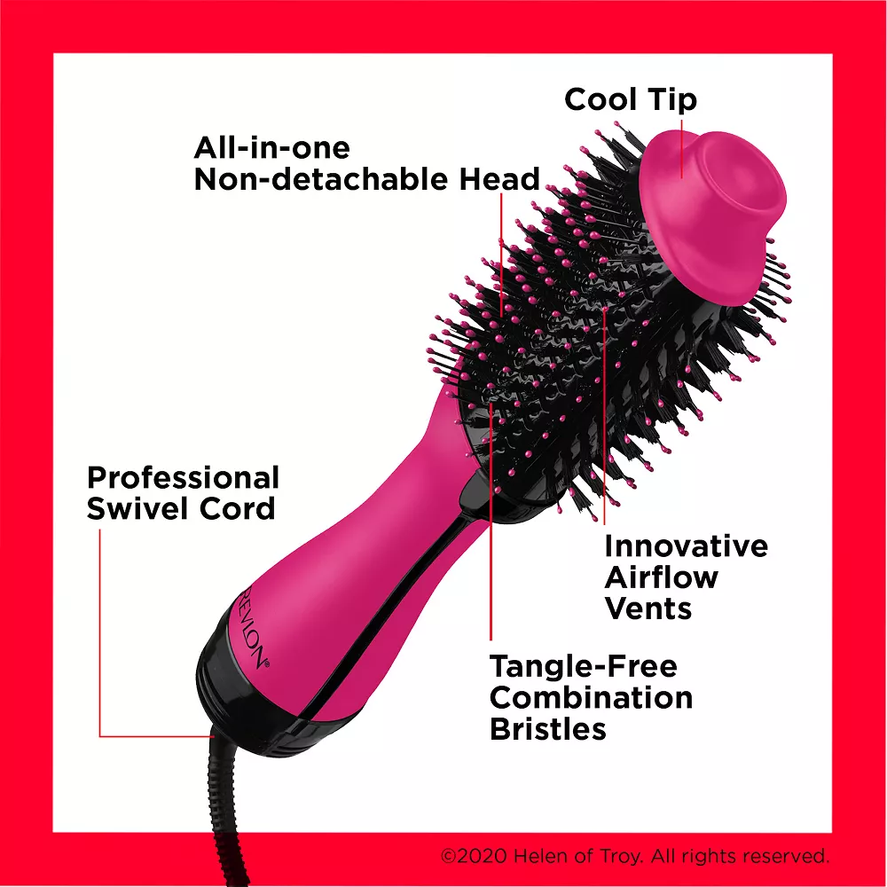 Revlon One Step Hair Dryer And Volumizer Hot Air Brush, Pink 4 Revlon One Step Hair Dryer And Volumizer Hot Air Brush, Pink - Image 4