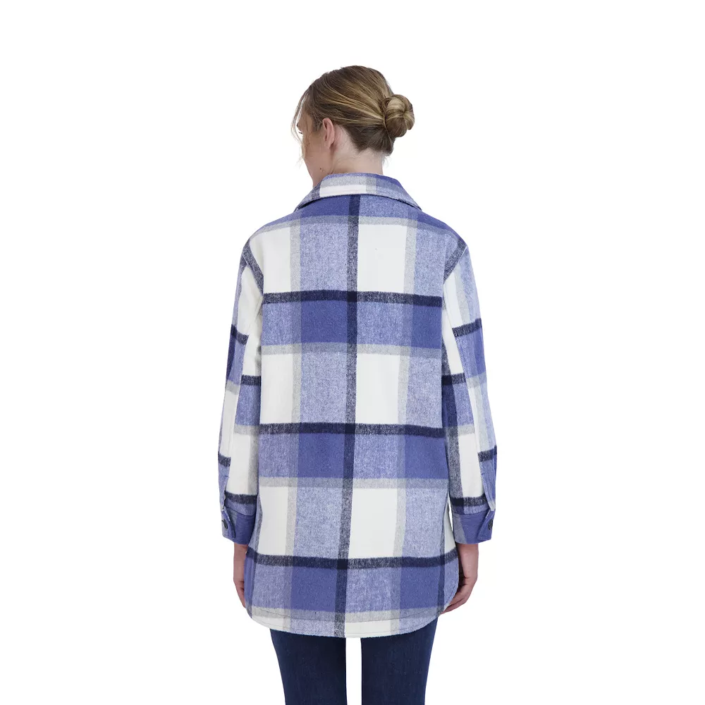 Juniors' Sebby Plaid Faux-Wool Shacket 2 Juniors' Sebby Plaid Faux-Wool Shacket - Image 2