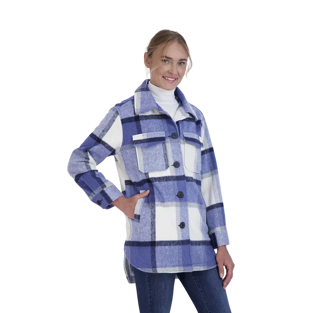 Juniors' Sebby Plaid Faux-Wool Shacket 3 Juniors' Sebby Plaid Faux-Wool Shacket - Image 3