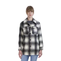 Juniors' Sebby Plaid Faux-Wool Shacket