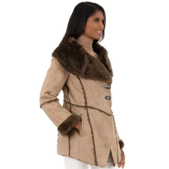 Women's Fleet Street Faux-Fur Collar Faux Shearling Coat -Gearwest shop 5923709 ALT2