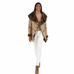 Women's Fleet Street Faux-Fur Collar Faux Shearling Coat -Gearwest shop 5923709 ALT4