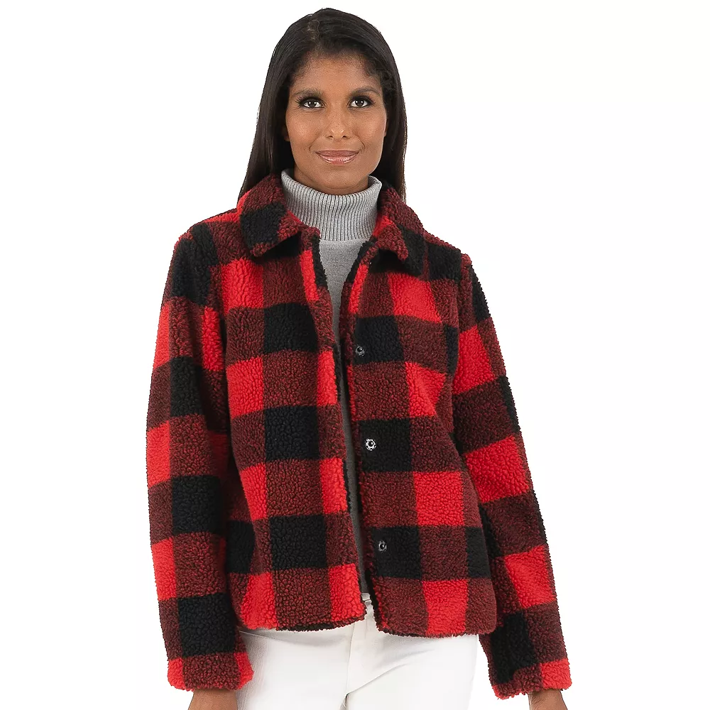 Women's Fleet Street Plush Sherpa Plaid Jacket 1 Women's Fleet Street Plush Sherpa Plaid Jacket