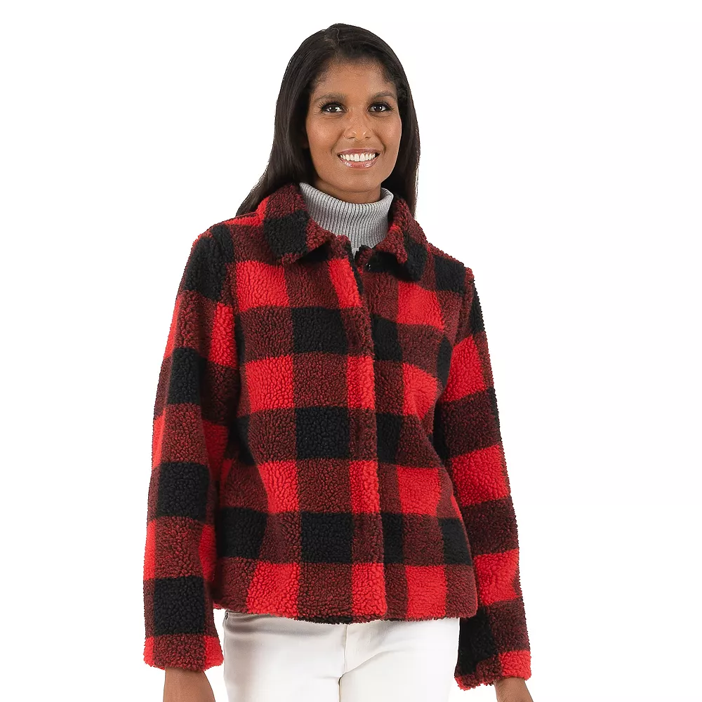 Women's Fleet Street Plush Sherpa Plaid Jacket 4 Women's Fleet Street Plush Sherpa Plaid Jacket - Image 4
