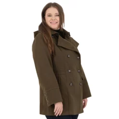 Plus Size Fleet Street Hooded Wool-Blend Peacoat -Gearwest shop 5923727 ALT2