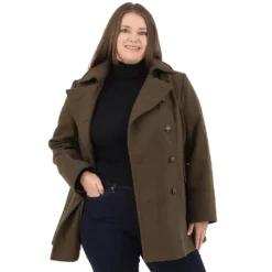 Plus Size Fleet Street Hooded Wool-Blend Peacoat -Gearwest shop 5923727 ALT3