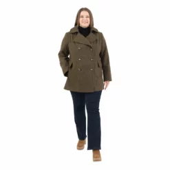Plus Size Fleet Street Hooded Wool-Blend Peacoat -Gearwest shop 5923727 ALT4