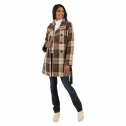 Women's Fleet Street Wool-Blend Plaid Wrap Coat 8 Women's Fleet Street Wool-Blend Plaid Wrap Coat -Gearwest shop 5923736 ALT3