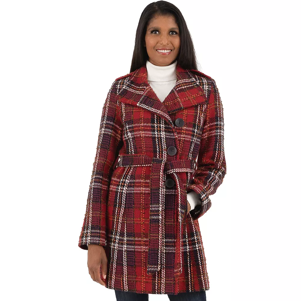 Women's Fleet Street Wool-Blend Plaid Wrap Coat 1 Women's Fleet Street Wool-Blend Plaid Wrap Coat