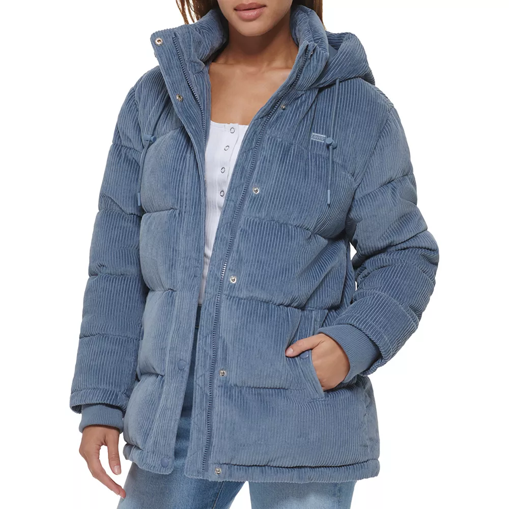 Women's Levi's® Hooded Corduroy Puffer Coat 4 Women's Levi's® Hooded Corduroy Puffer Coat - Image 4