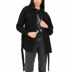 Women's Coffee Shop Belted Faux Wool Shacket