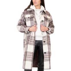 Women's Coffee Shop Elongated Faux Wool Shacket