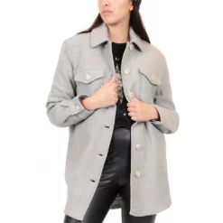 Women's Coffee Shop Faux Wool Shacket