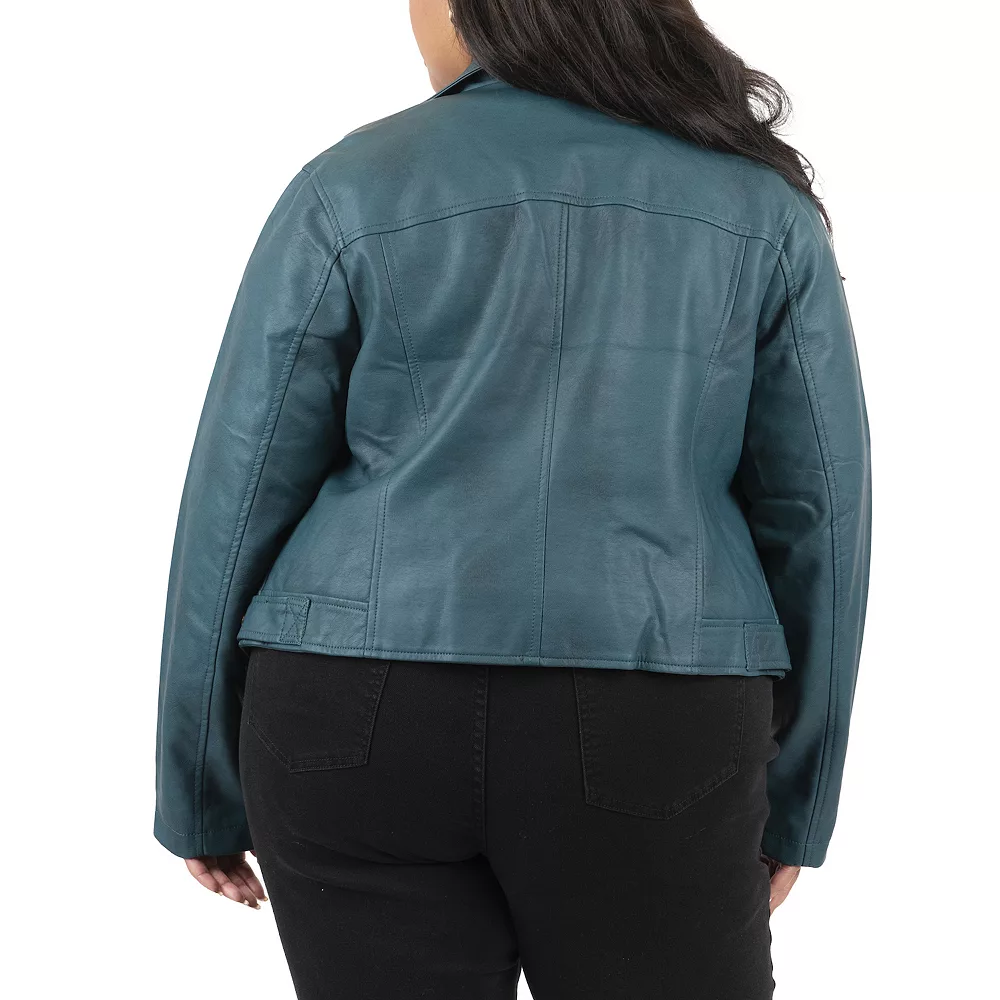 Plus Size Coffee Shop Faux Leather Moto Jacket 2 Plus Size Coffee Shop Faux Leather Moto Jacket - Image 2