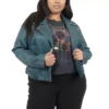 Plus Size Coffee Shop Faux Leather Moto Jacket