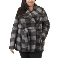 Plus Size Coffee Shop Belted Knit Wrap Jacket